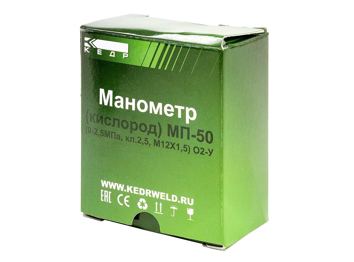 Манометр КЕДР ТМ2 Кислород, (0-2,5 МПа, кл.2,5, М12Х1,5) О2-У